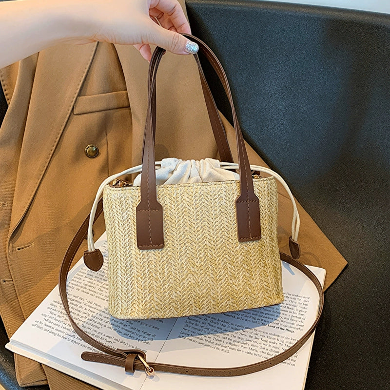 This Year's Popular Niche Style Straw Woven Bag Women's Bag 2023 New Arrival Fashion All-Match Knitted Messenger Bag Satchel Bucket Bag