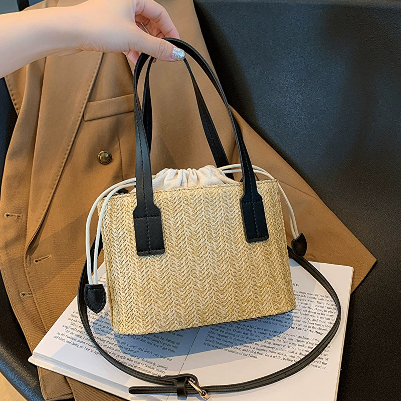 This Year's Popular Niche Style Straw Woven Bag Women's Bag 2023 New Arrival Fashion All-Match Knitted Messenger Bag Satchel Bucket Bag