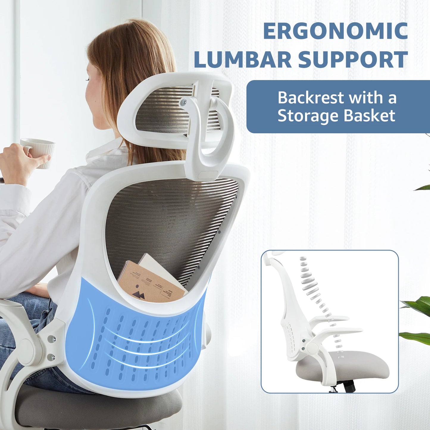 Ergonomic Office Computer Desk Chair  Adjustable Headrests