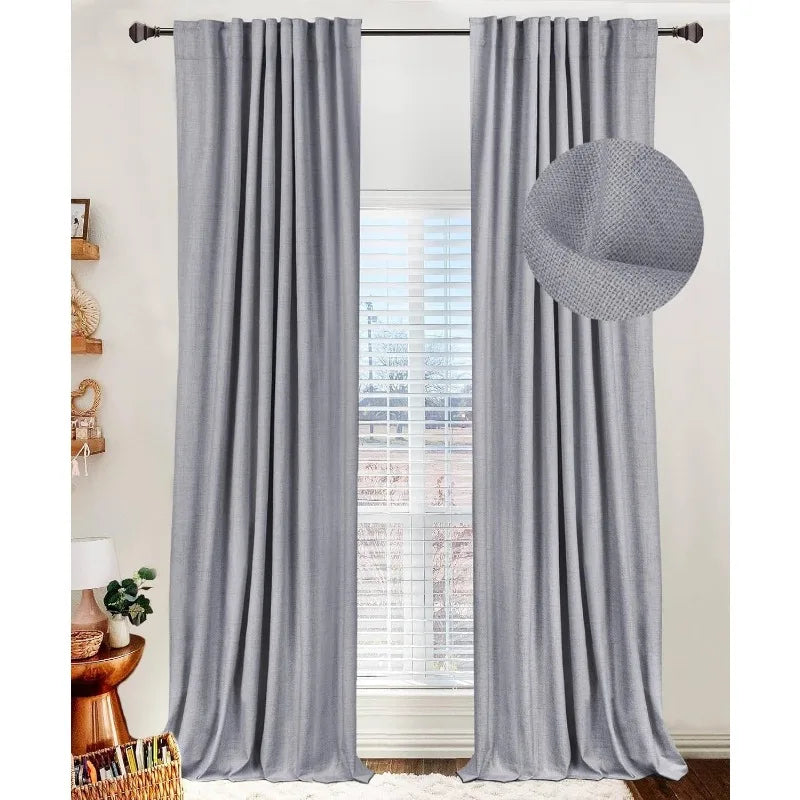 100% Blackout Shield Linen Blackout Curtains