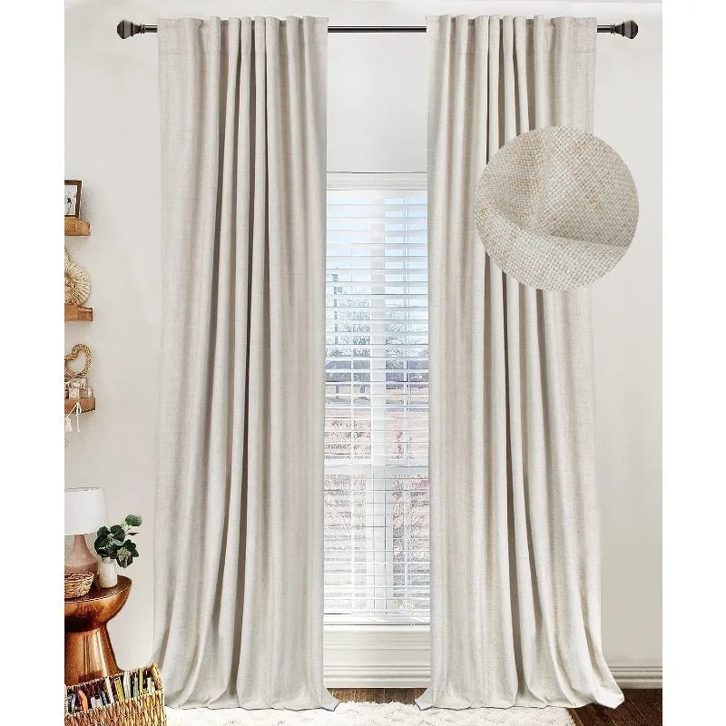 100% Blackout Shield Linen Blackout Curtains