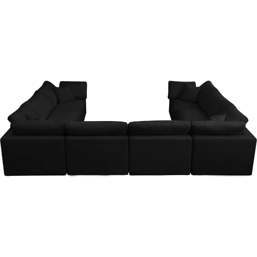 Living room Sofa,8-Seater  Black Upholstered