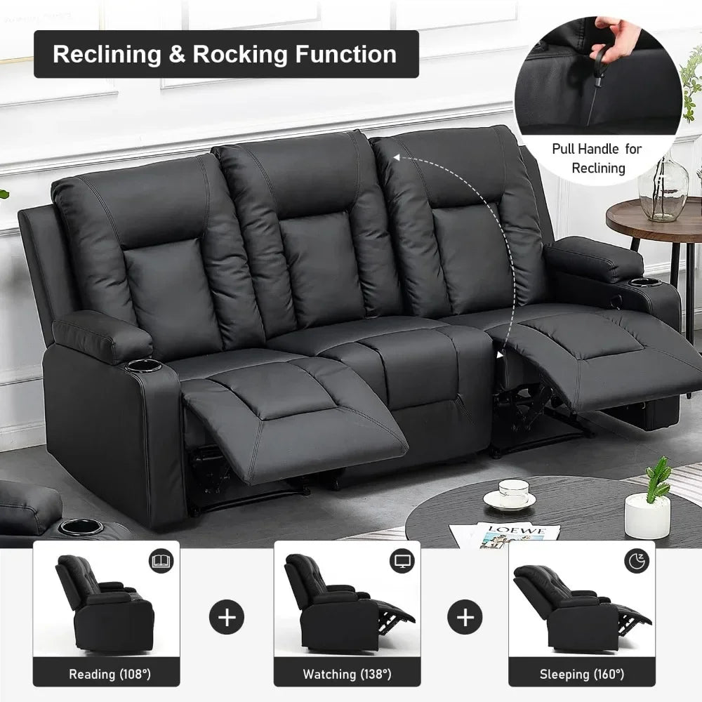 Recline Chair Set，Furniture 3PC Bonded Leather