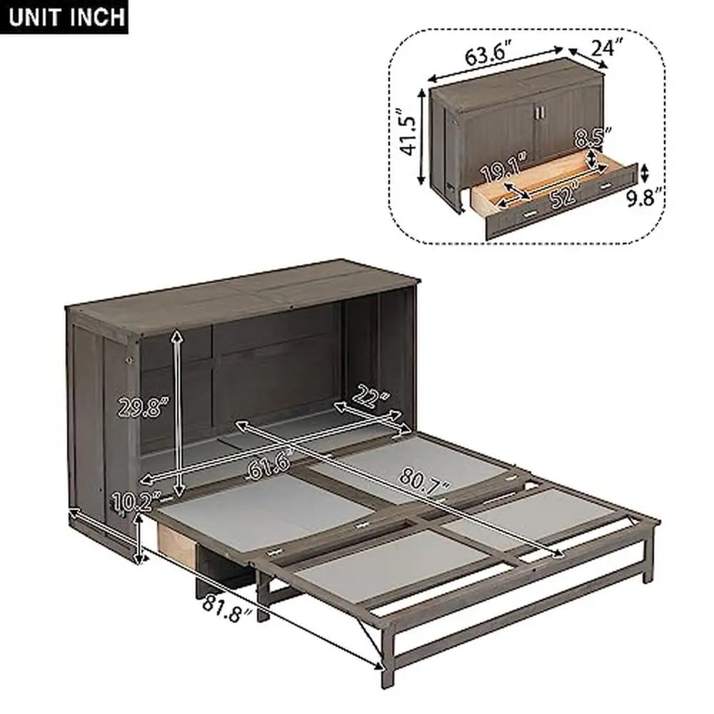 Queen  Bed Cabinet with Charging Station Storage Drawer