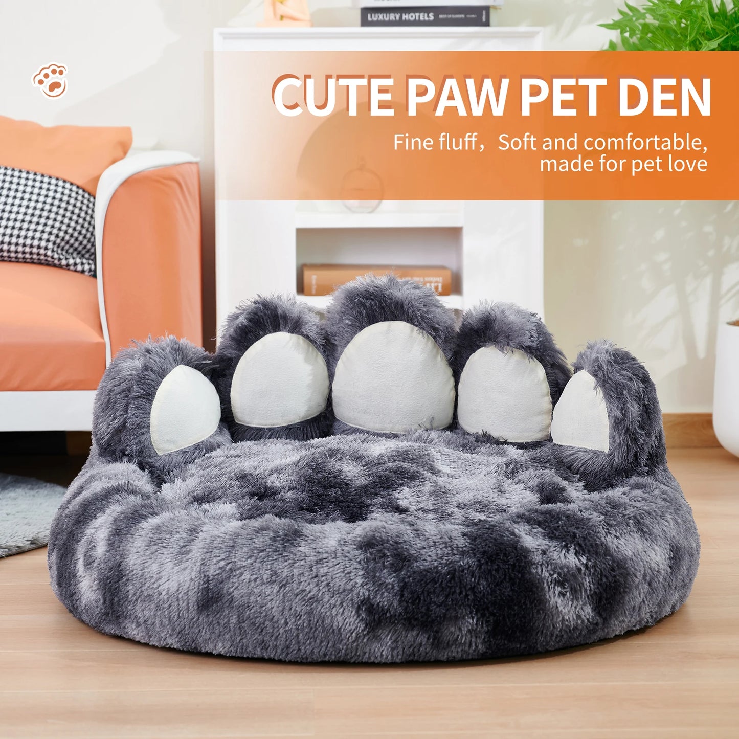 Comfy Paw Shape Warm Dog Bed Cushion