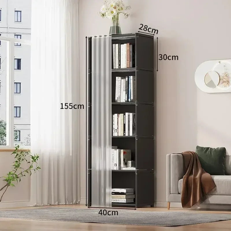 6/5 Layers Dustproof Wardrobe High Capacity Partition Bookshelf Bedroom Open Simple Assembly Storage Cabinet Bedroom Furniture