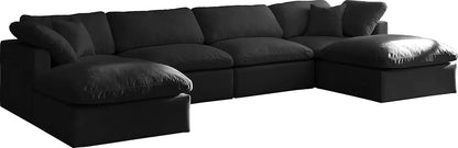 Living room Sofa,8-Seater  Black Upholstered