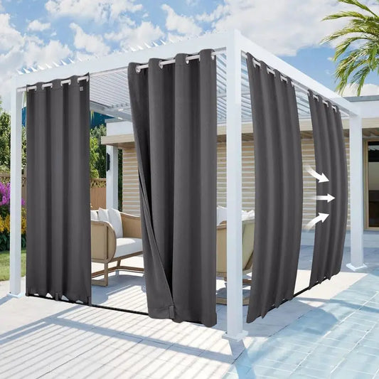 2pcs Outdoor Curtains Waterproof Windproof, Thermal Insulated