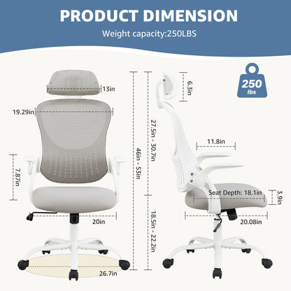 Ergonomic Office Computer Desk Chair  Adjustable Headrests