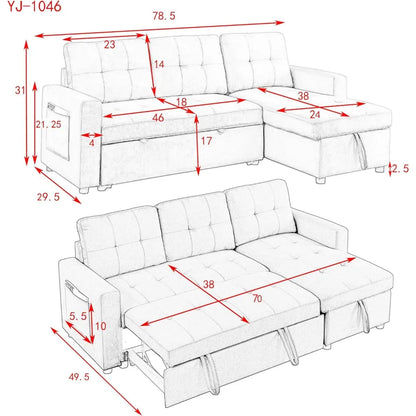 L-Shape 3-Seater Convertible Corner Sofa&Couches