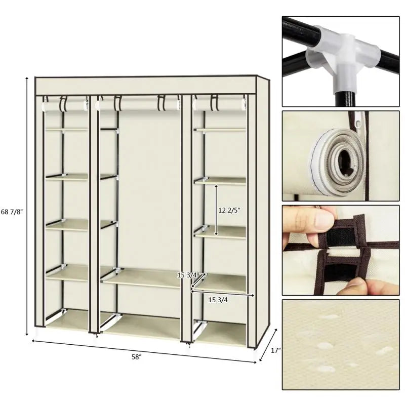 Foldable Wardrobe Rental Room Bedroom Clothes Closet