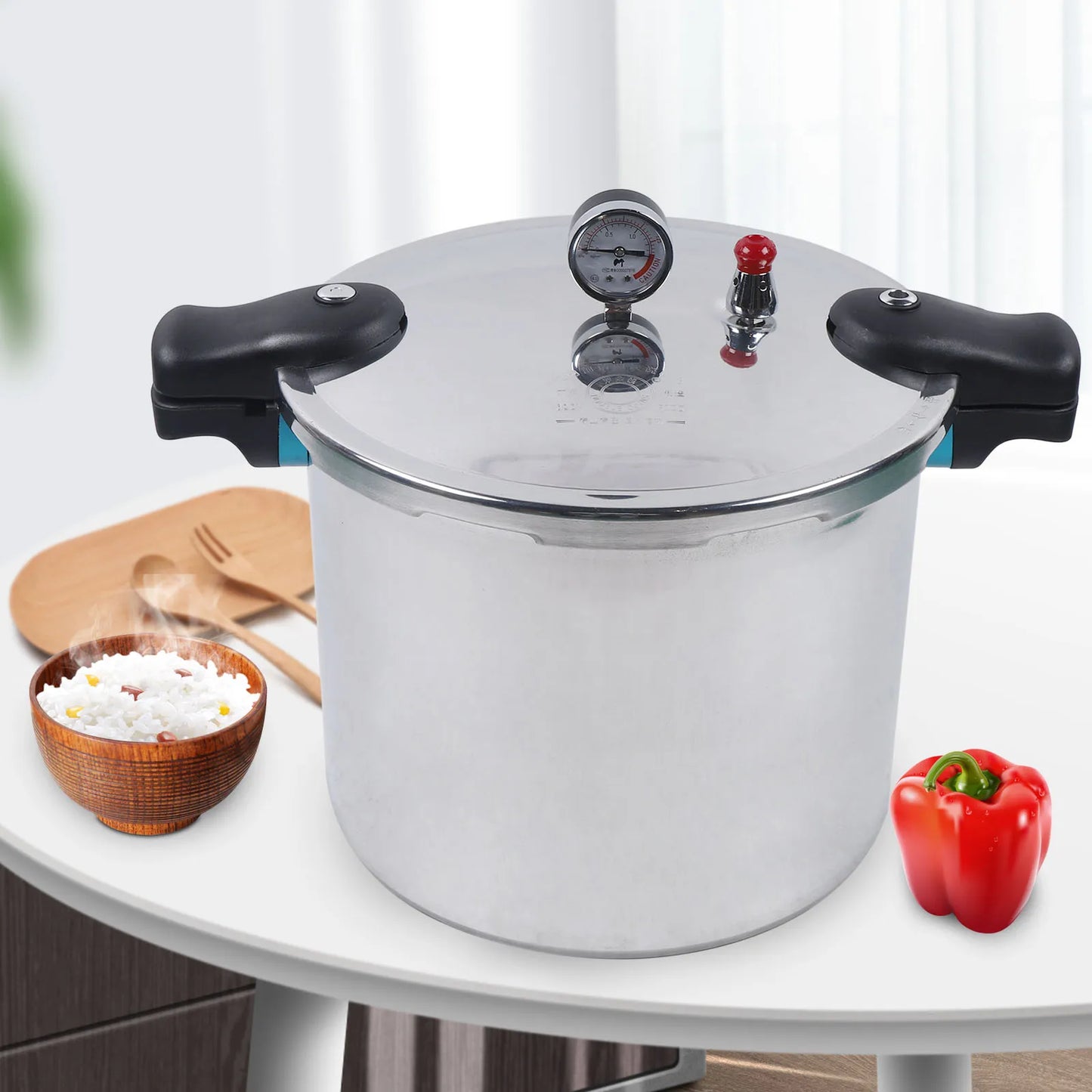 22L  Pressure  Cooker  with Gauge Release Valve 90kpa, Aluminum