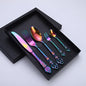 Stainless Steel Flatware Tableware 5Pcs/Set Multi-Color Knife Fork Spoon Cutlery 304 Stainless Steel Cutlery Set