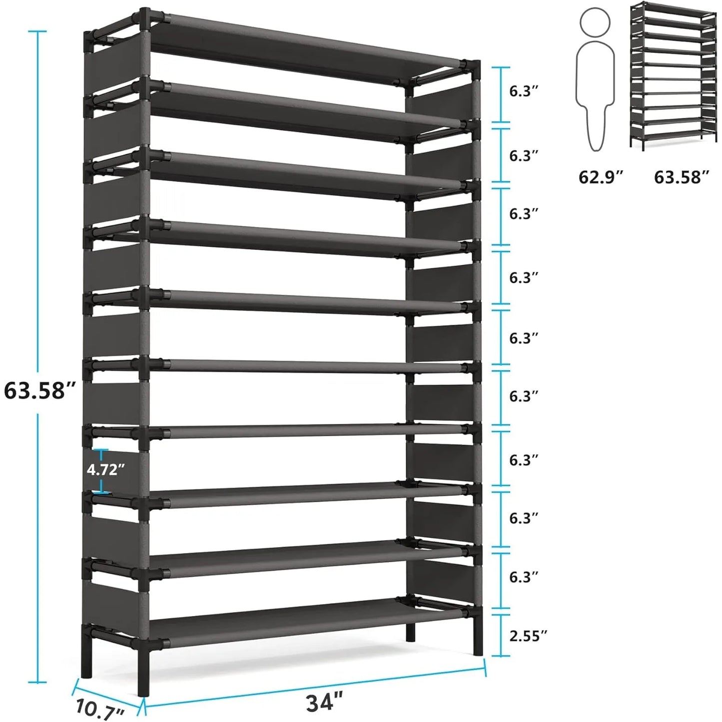 Multi-layer storage Rack, Large Capacity Organizer, bedroom furniture Shoe Shelf for 50 Pair, Book shelf, Versatile usage