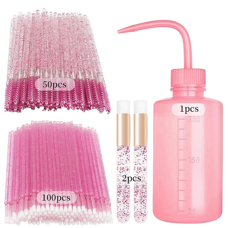 153pcs/Set Eyelash Extension Supplies Kit Eyelashes Clean Brush 250ml Blow Wash Bottle Lash Lifting Microbrush Makeup Tools