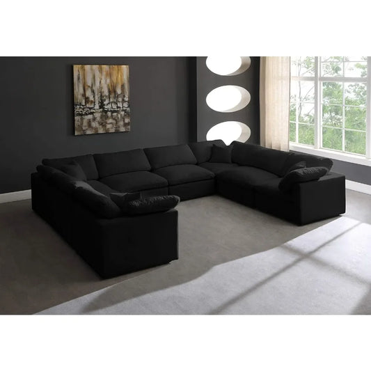 Living room Sofa,8-Seater  Black Upholstered