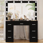 Vanity Desk, Lighted Mirror, 3 Color Lighting Modes, Dressing Table with Drawers, Bedroom Vanity Table Set for Women