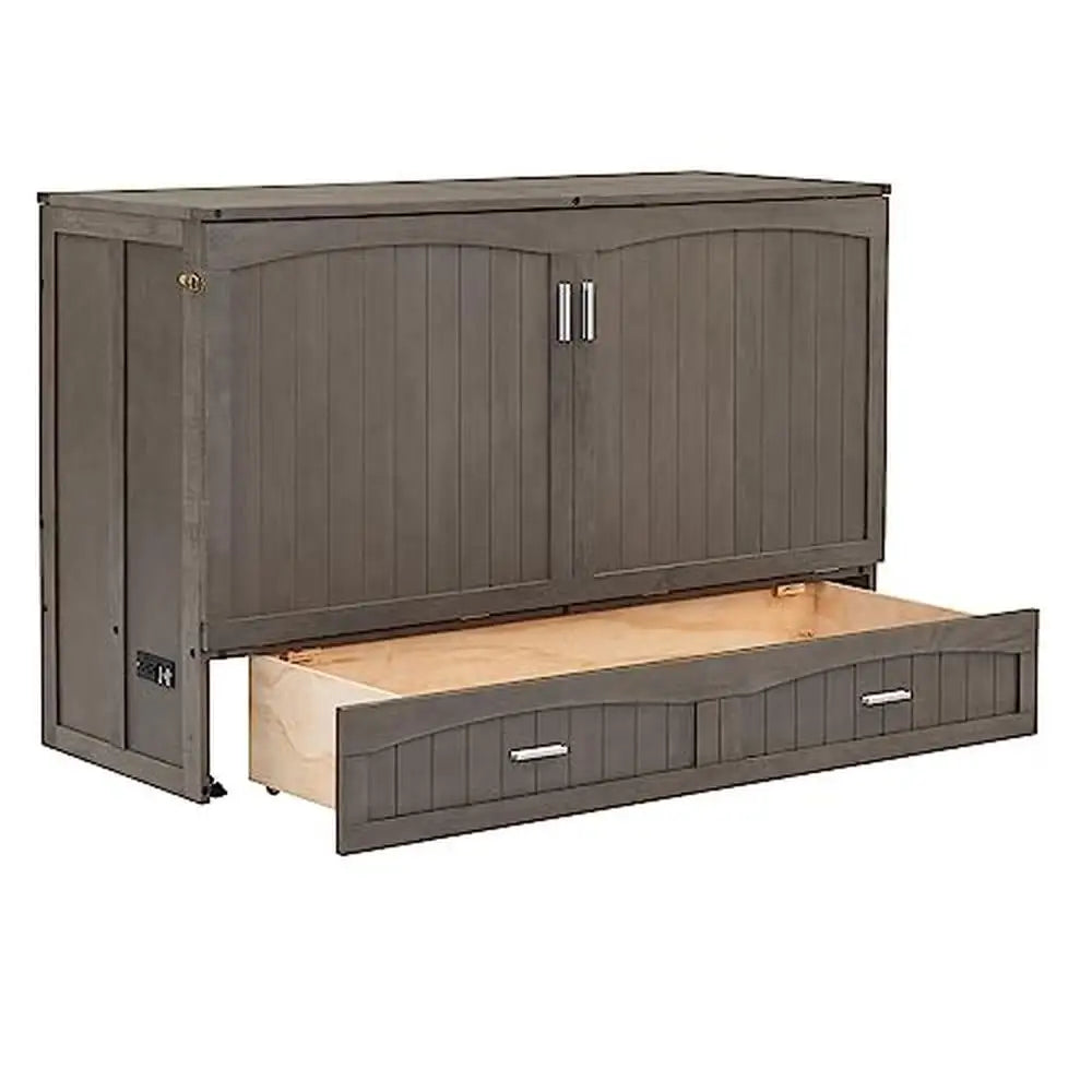 Queen  Bed Cabinet with Charging Station Storage Drawer