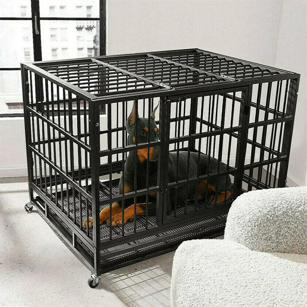 L XL XXL  Dog Crate with 4 Lockable Wheels  Playpen