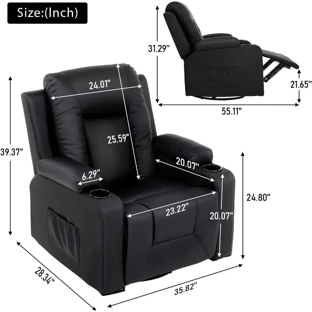 Recline Chair Set，Furniture 3PC Bonded Leather