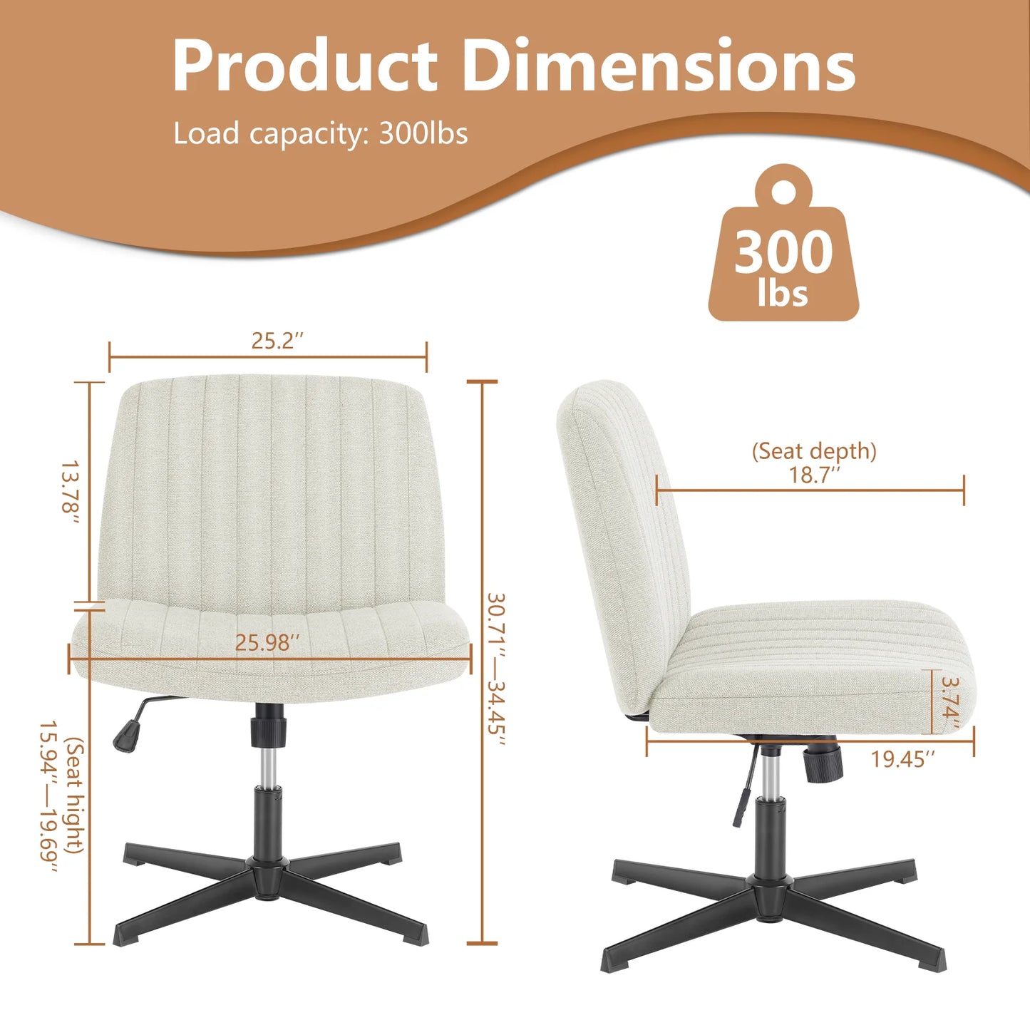 Home, Office Chair Armless Wide Desk Chair Fabric Task