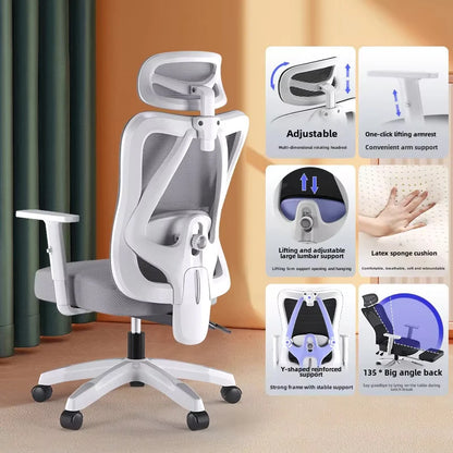 Professional Gaming Computer Chair Ergonomic Design Armchair Latex Sponge Cushion with Footrest Office Chair Home Furniture