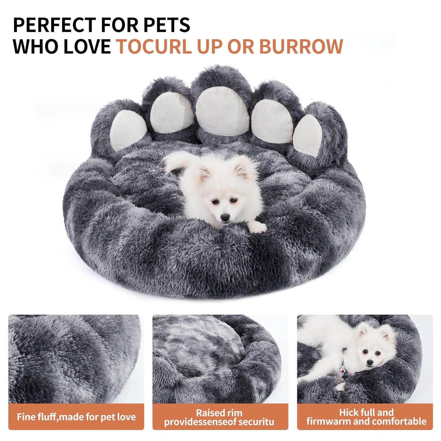 Comfy Paw Shape Warm Dog Bed Cushion