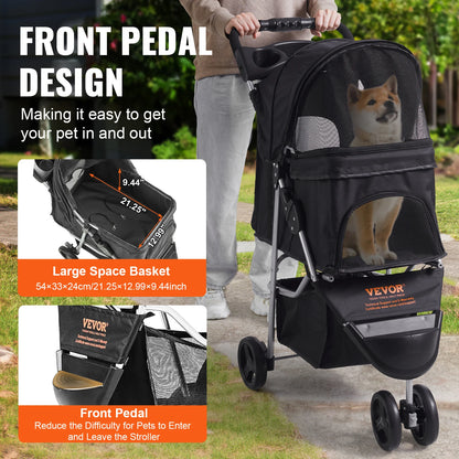 35lbs 3 Wheels Dog Stroller  with  Cup Holder