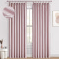 Pleated Curtains 96 Inch Long, 100% Blackout Thermal Insulated