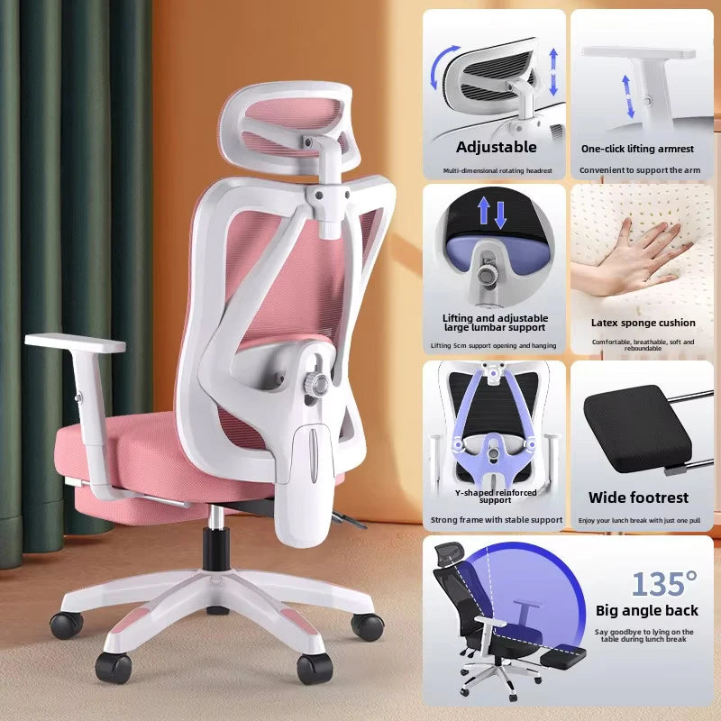 Professional Gaming Computer Chair Ergonomic Design Armchair Latex Sponge Cushion with Footrest Office Chair Home Furniture