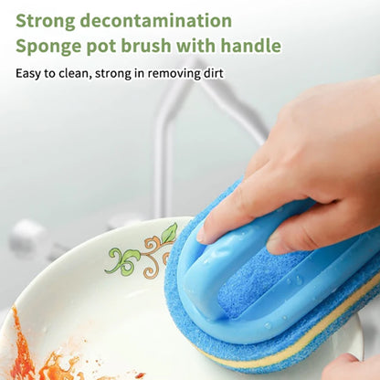 Sponge Cleaning Brush With Handle Bathtub Tile Scrub Brush Kitchen Bathroom Cleaning Sponge Brush Household Cleaning Supplies