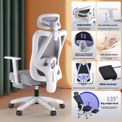 Professional Gaming Computer Chair Ergonomic Design Armchair Latex Sponge Cushion with Footrest Office Chair Home Furniture