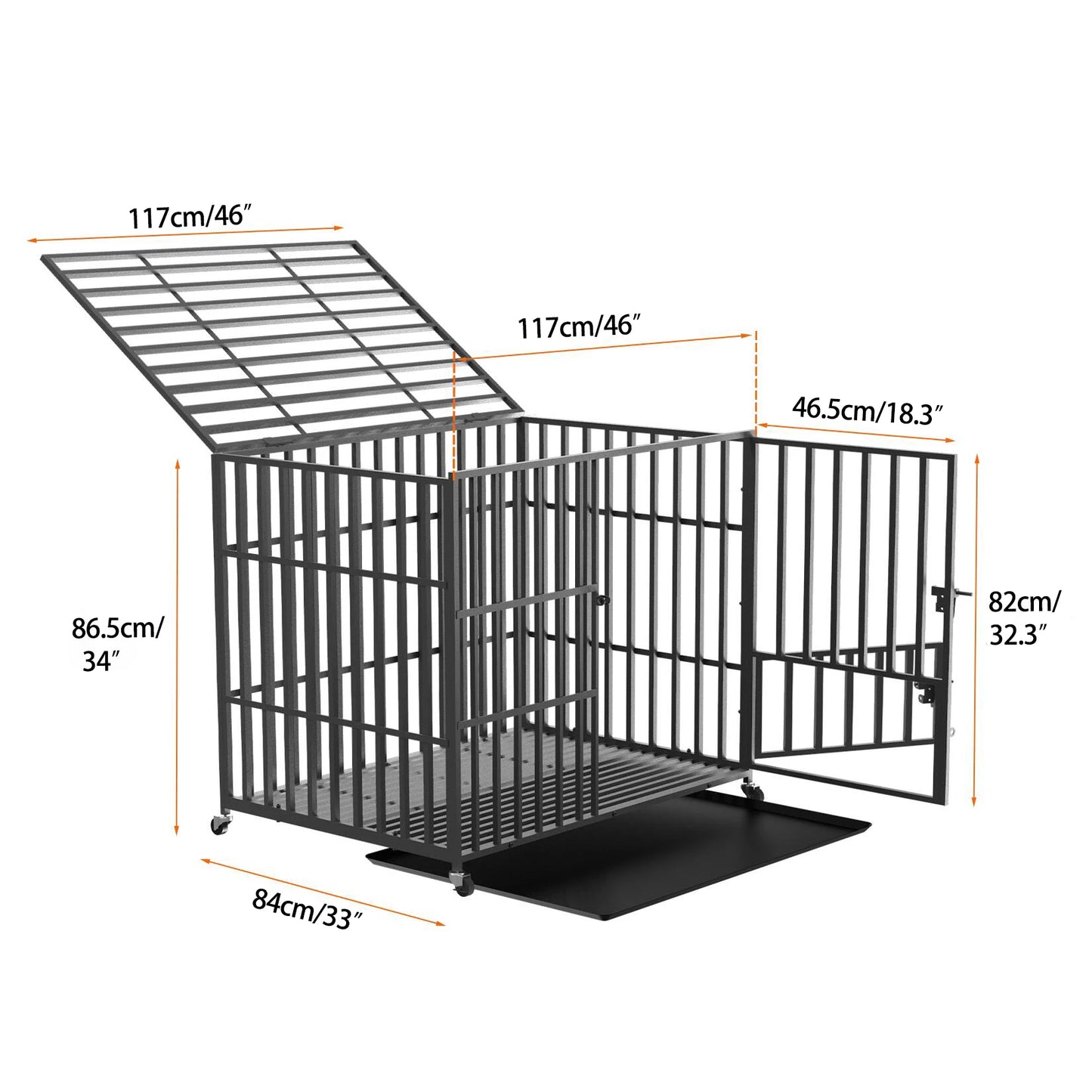 L XL XXL  Dog Crate with 4 Lockable Wheels  Playpen