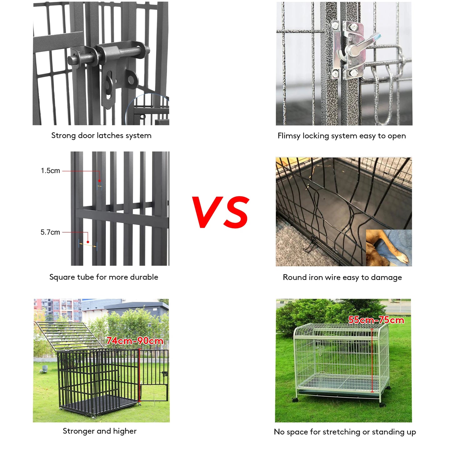 L XL XXL  Dog Crate with 4 Lockable Wheels  Playpen