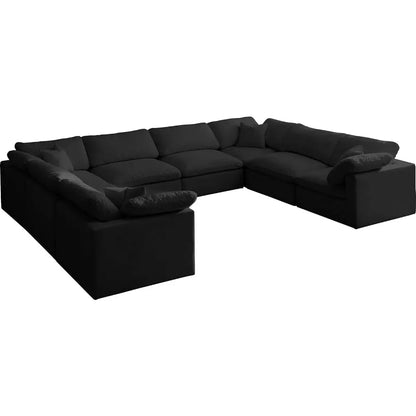 Living room Sofa,8-Seater  Black Upholstered