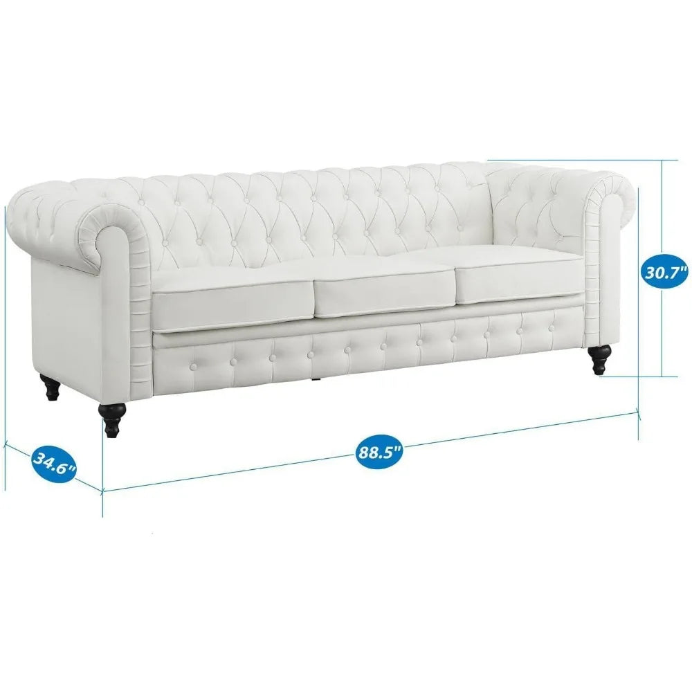 Leather Couch Tufted Sofa Chair White Sofas