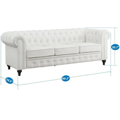 Leather Couch Tufted Sofa Chair White Sofas