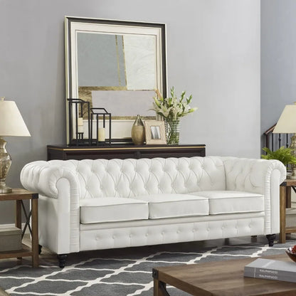 Leather Couch Tufted Sofa Chair White Sofas