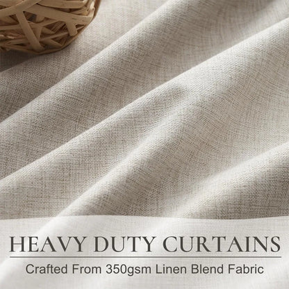 Natural Linen Pleated Blackout Curtains & Drapes 96 Inch