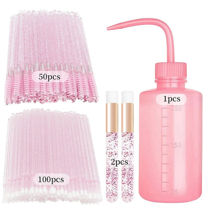 153pcs/Set Eyelash Extension Supplies Kit Eyelashes Clean Brush 250ml Blow Wash Bottle Lash Lifting Microbrush Makeup Tools