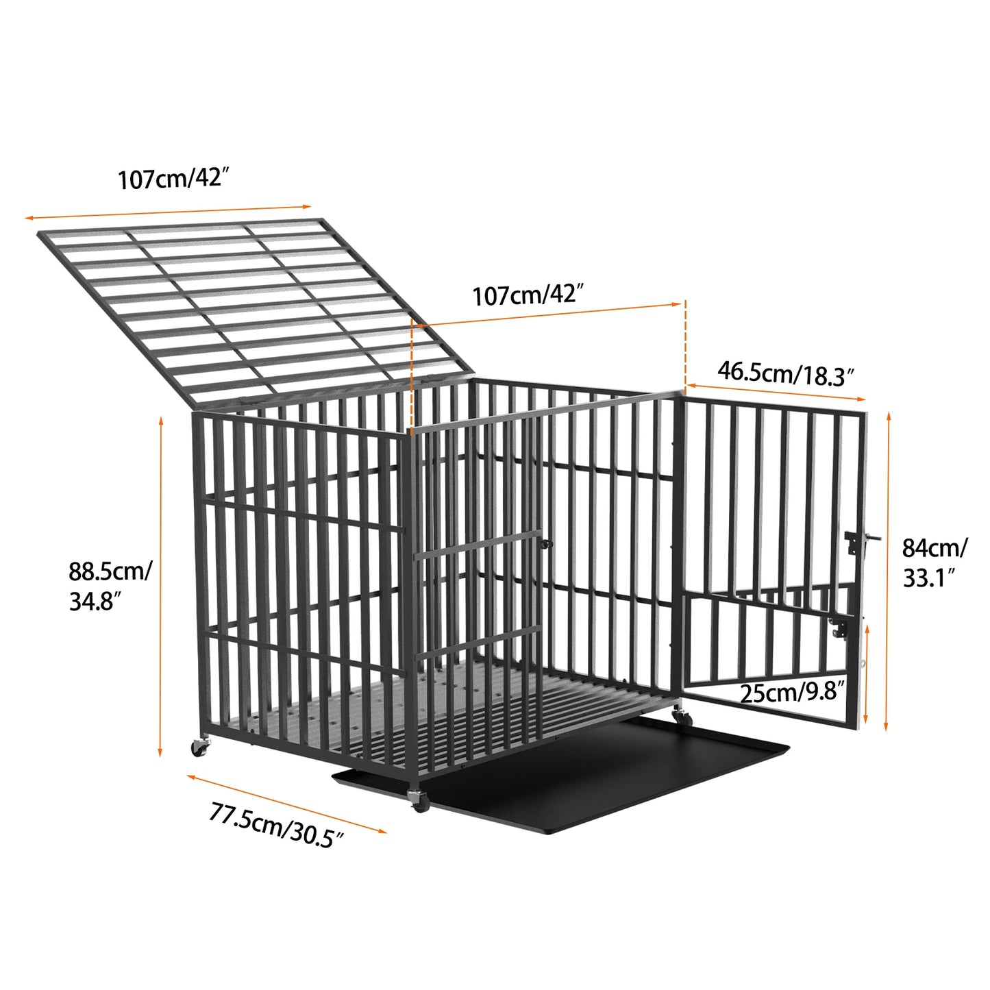 L XL XXL  Dog Crate with 4 Lockable Wheels  Playpen