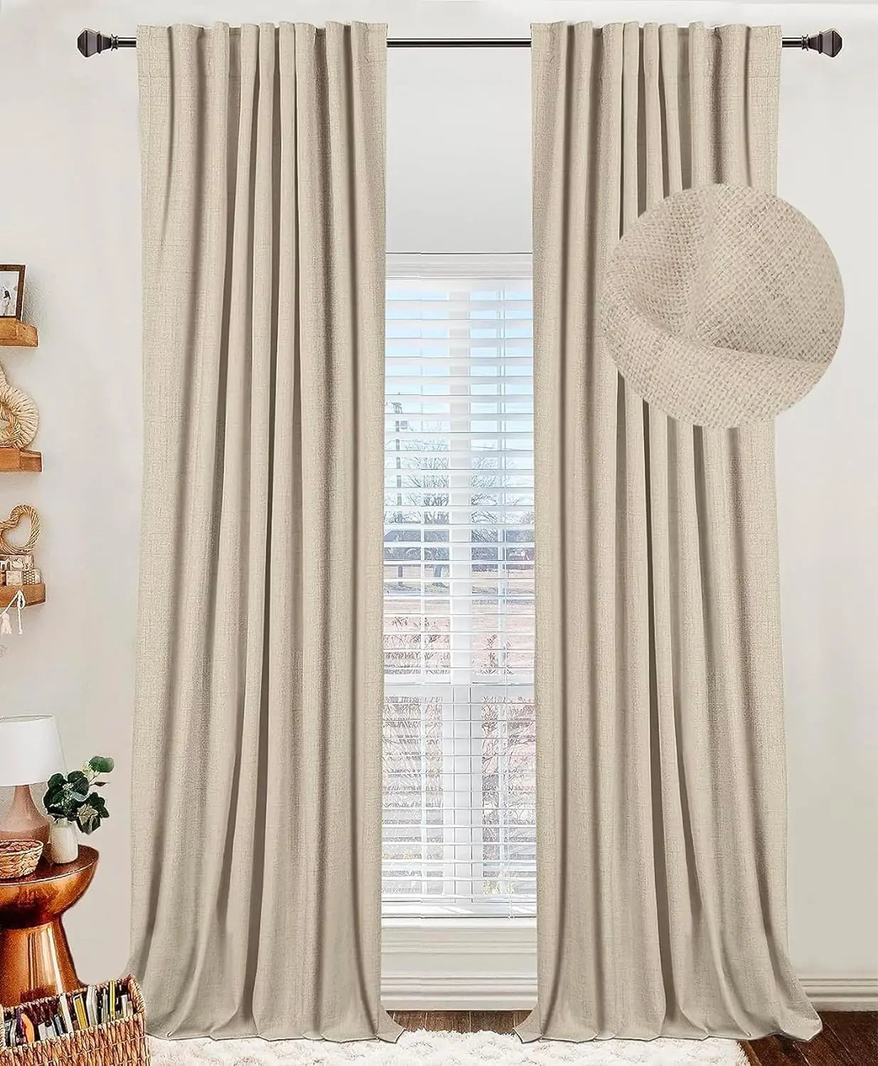 100% Blackout Shield Linen Blackout Curtains