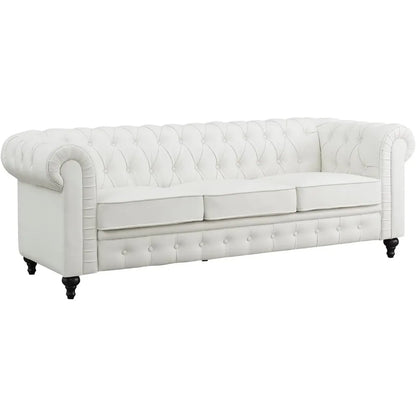 Leather Couch Tufted Sofa Chair White Sofas