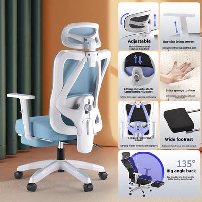 Professional Gaming Computer Chair Ergonomic Design Armchair Latex Sponge Cushion with Footrest Office Chair Home Furniture