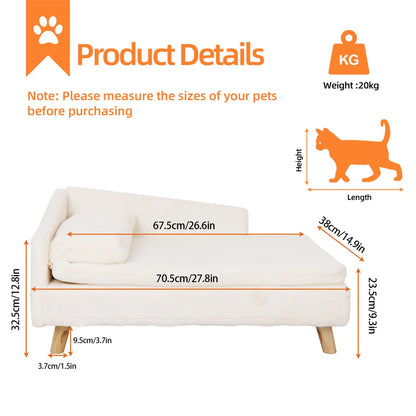 L Shape Dog Sofa Bed Cat Cushion Chaise Stool