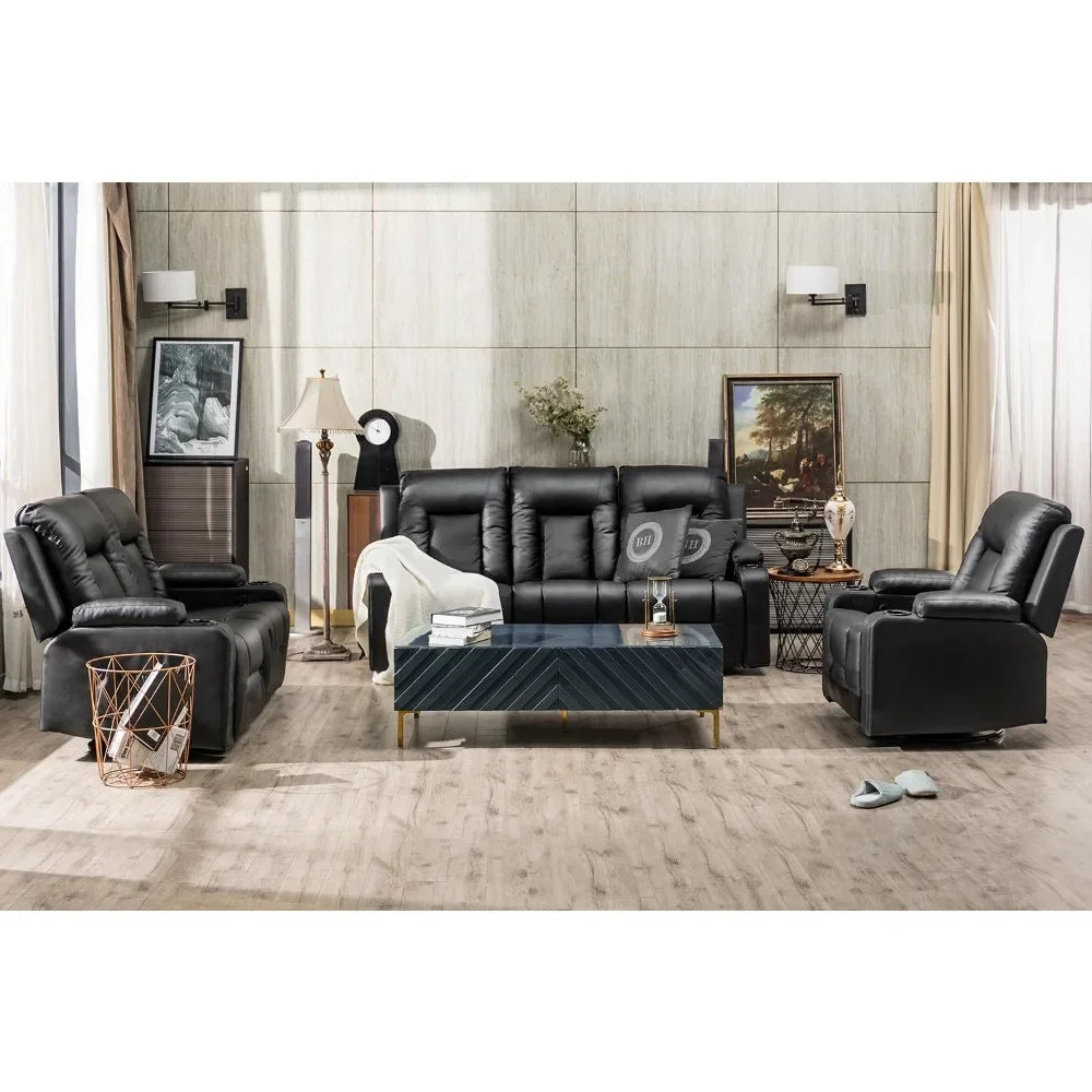 Recline Chair Set，Furniture 3PC Bonded Leather