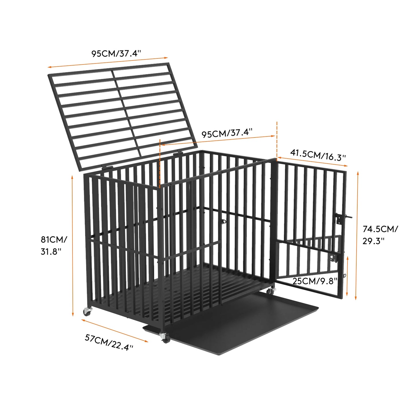 L XL XXL  Dog Crate with 4 Lockable Wheels  Playpen